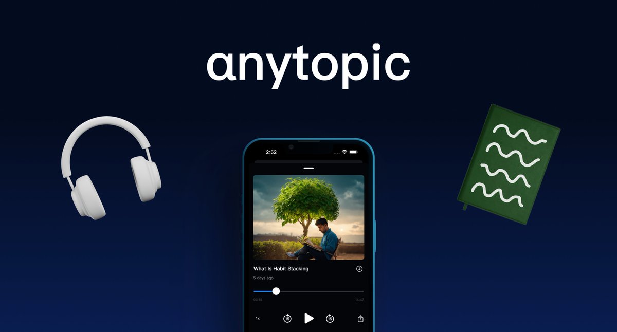 AnyTopic mobile audiobook app promotional image